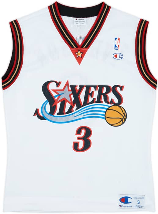 2000-06 Philadelphia 76ers Iverson #3 Champion Home Jersey - 9/10 - (S)