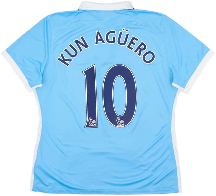 2015-16 Manchester City Home Shirt Kun Aguero #10 - 8/10 - (Women's XL)