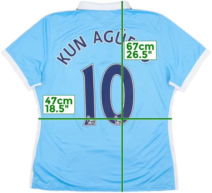 2015-16 Manchester City Home Shirt Kun Aguero #10 - 8/10 - (Women's XL)