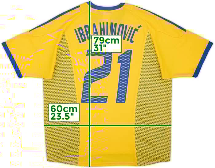2002-03 Sweden Home Shirt Ibrahimovic #21 - 7/10 - (XL)