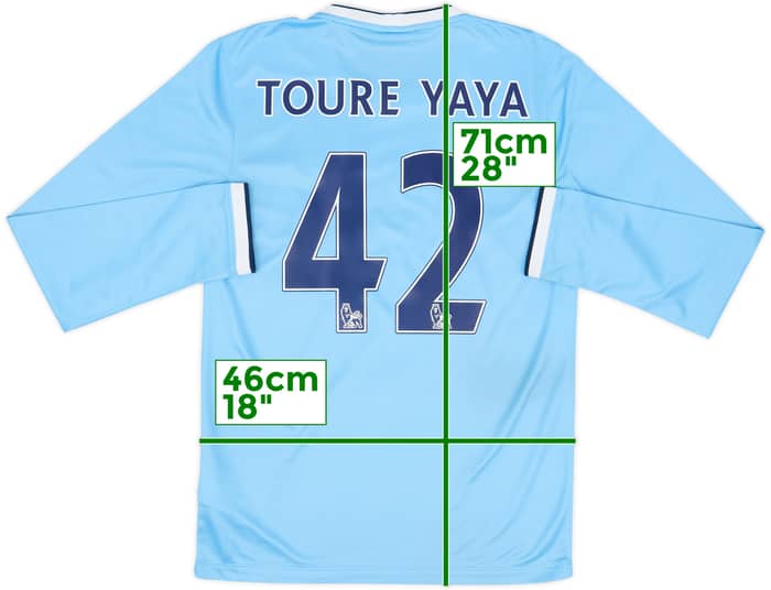 2013-14 Manchester City Home L/S Shirt Toure Yaya #42 - 8/10 - (S)
