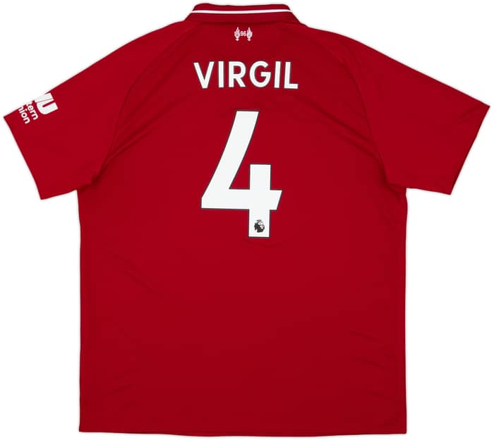 2018-19 Liverpool Home Shirt Virgil #4 - 8/10 - (XL)