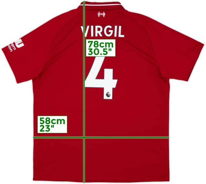 2018-19 Liverpool Home Shirt Virgil #4 - 8/10 - (XL)