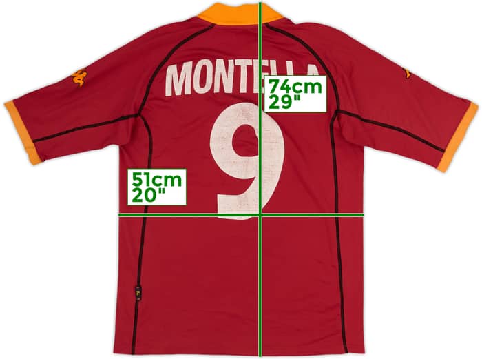 2001-02 Roma Home Shirt Montella #9 - 5/10 - (XL)