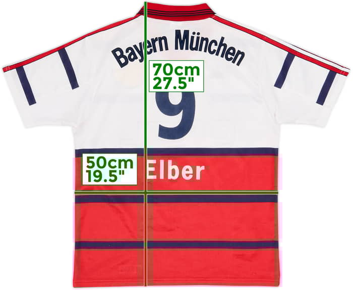 1998-00 Bayern Munich Away Shirt Elber #9 - 8/10 - (XL.Boys)
