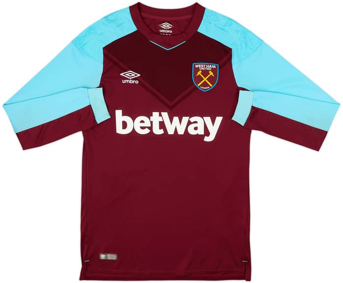 2017-18 West Ham Home L/S Shirt Rice #41 - 7/10 - (S)