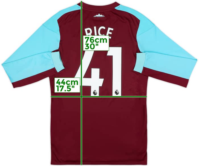 2017-18 West Ham Home L/S Shirt Rice #41 - 7/10 - (S)