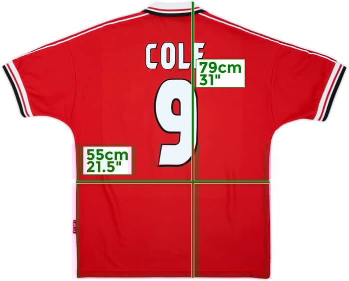 1998-00 Manchester United Home Shirt Cole #9 - 9/10 - (L)