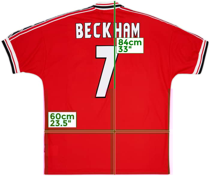 1998-00 Manchester United Home Shirt Beckham #7 - 7/10 - (XL)