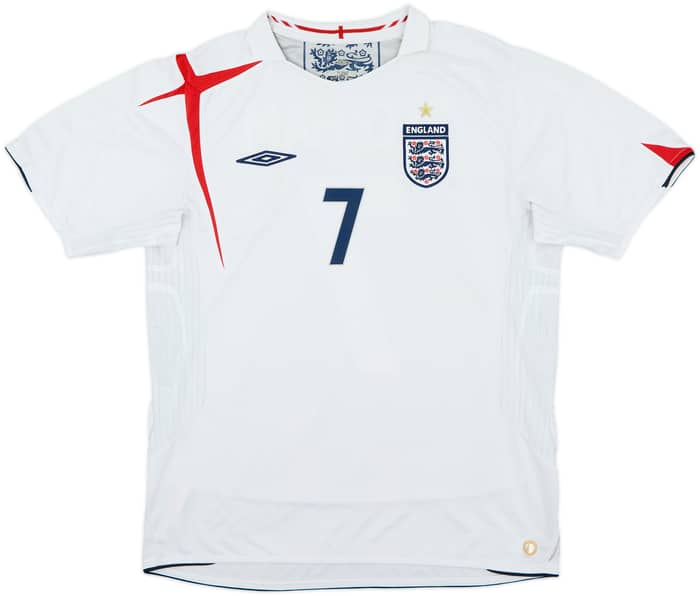 2005-07 England Home Shirt Beckham #7 - 6/10 - (L)