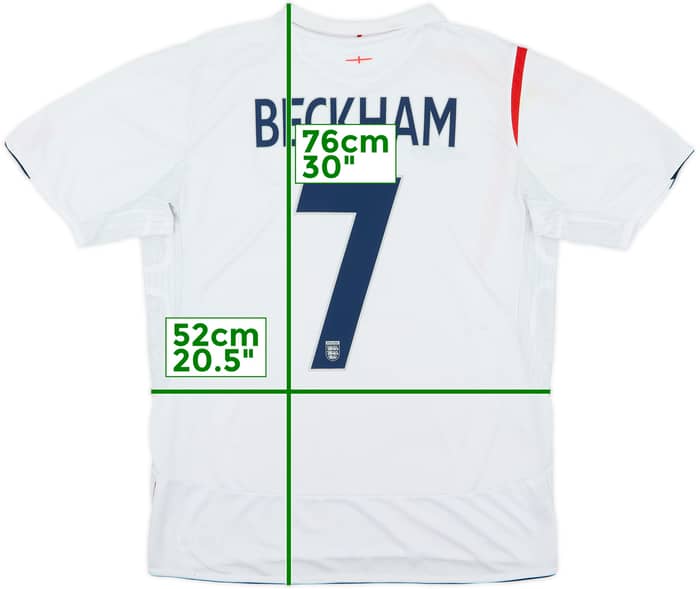 2005-07 England Home Shirt Beckham #7 - 6/10 - (L)