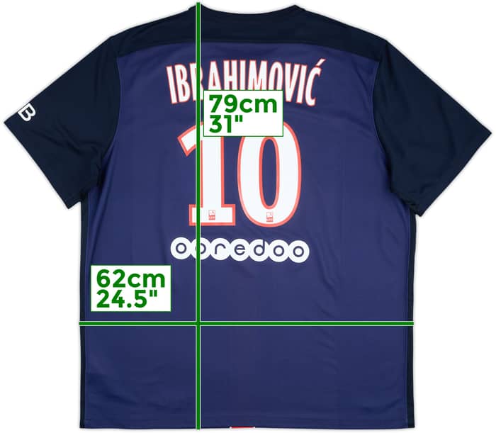2015-16 Paris Saint-Germain Home Shirt Ibrahimovic #10 - 8/10 - (XXL)