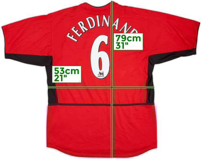 2002-04 Manchester United Home Shirt Ferdinand #6 - 8/10 - (L)