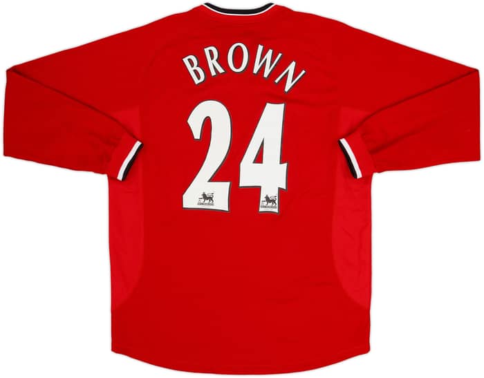 2000-02 Manchester United Home L/S Shirt Brown #24 - 8/10 - (M)