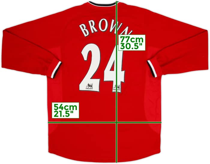 2000-02 Manchester United Home L/S Shirt Brown #24 - 8/10 - (M)