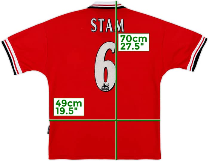 1998-00 Manchester United Home Shirt Stam #6 - 8/10 - (Y)