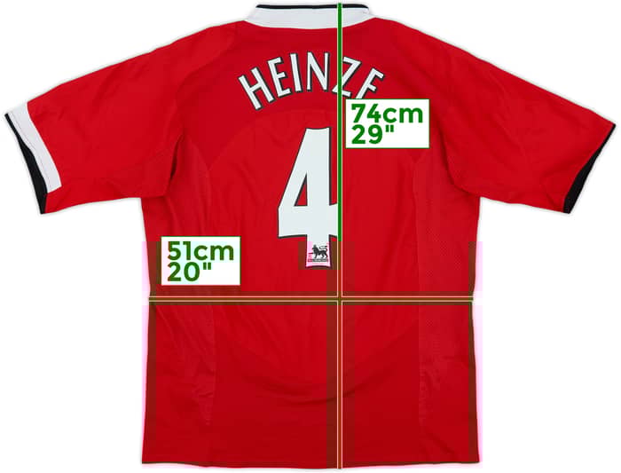2004-06 Manchester United Home Shirt Heinze #4 - 9/10 - (L)