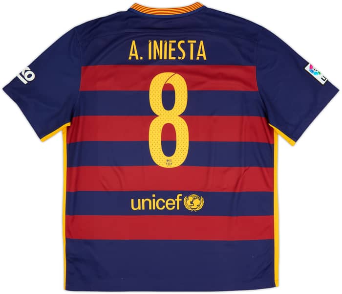 2015-16 Barcelona Home Shirt A.Iniesta #8 - 8/10 - (XL)