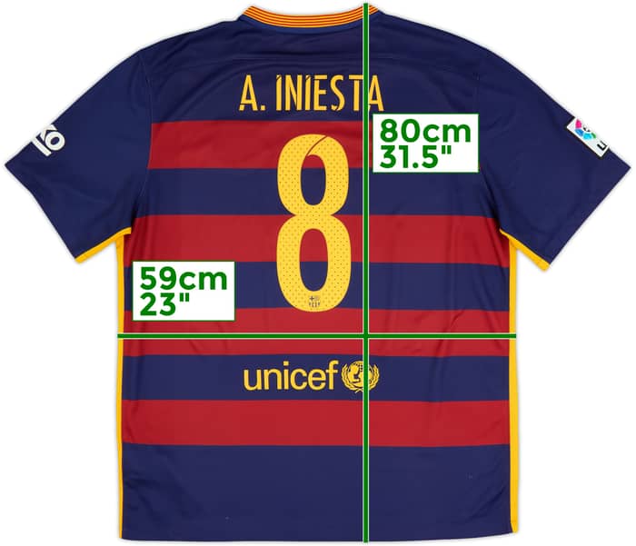 2015-16 Barcelona Home Shirt A.Iniesta #8 - 8/10 - (XL)
