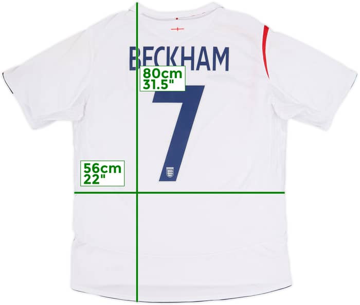 2005-07 England Home Shirt Beckham #7 - 6/10 - (XL)