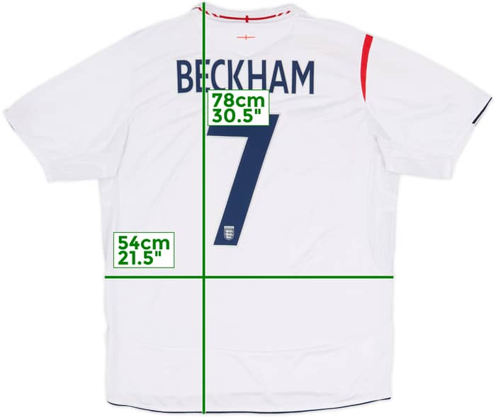2005-07 England Home Shirt Beckham #7 - 6/10 - (XL)