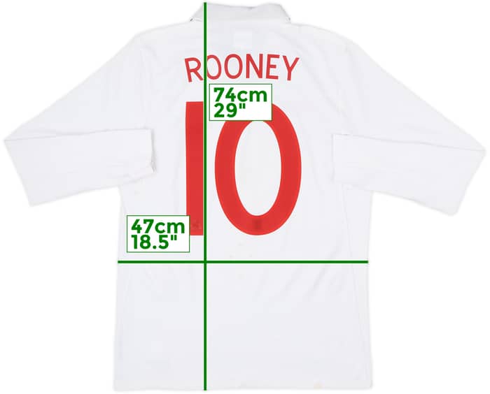 2009-10 England Home L/S Shirt Rooney #10 - 6/10 - (M)