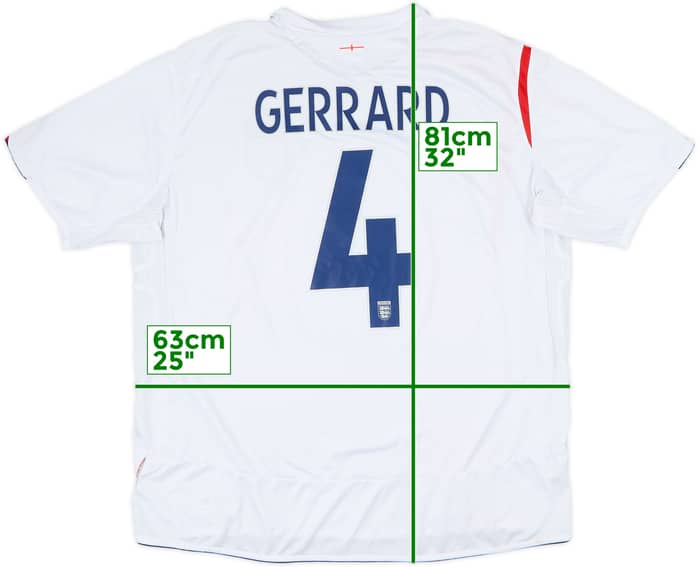 2005-07 Inglaterra Camiseta Local Gerrard #4 - 5/10 - (3XL)