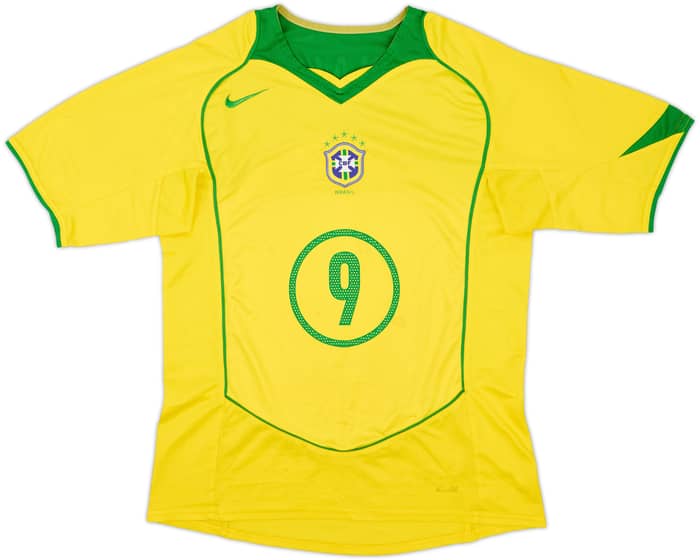 2004-06 Brazil Home Shirt Ronaldo #9 - 6/10 - (M)