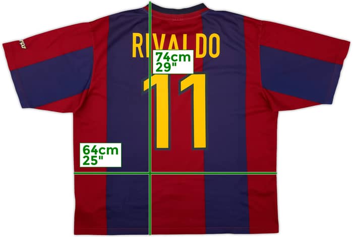 1998-00 Barcelona Basic Home Shirt Rivaldo #11 - 5/10 - (XL)