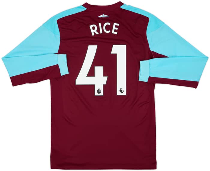 2017-18 West Ham Home L/S Shirt Rice #41 - 9/10 - (M)