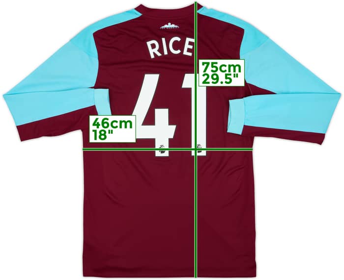2017-18 West Ham Home L/S Shirt Rice #41 - 9/10 - (M)