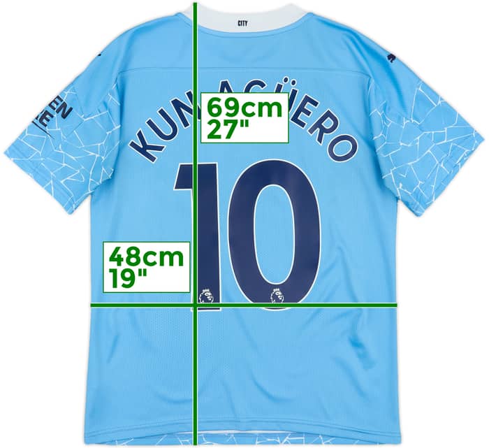 2020-21 Manchester City Home Shirt Kun Aguero #10 - 8/10 - (S)