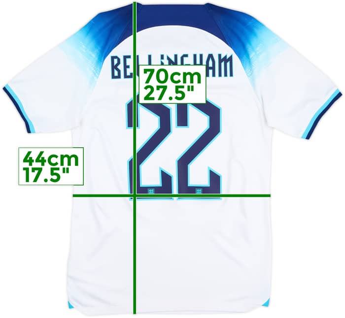 2022-23 England Home Shirt Bellingham #22 - 7/10 - (S)