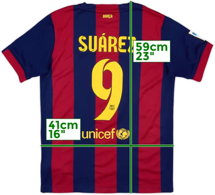 2014-15 Barcelona Home Shirt Suarez #9 - 10/10 - (L.Boys)