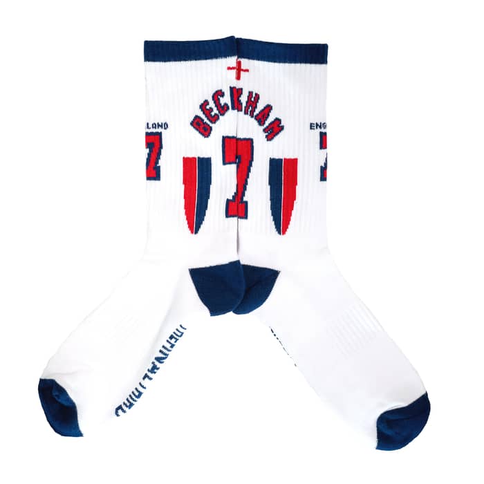 1997-98 England Beckham #7 Home Crew Socks