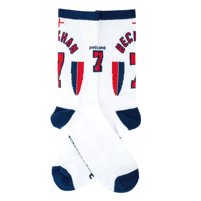 1997-98 England Beckham #7 Home Crew Socks