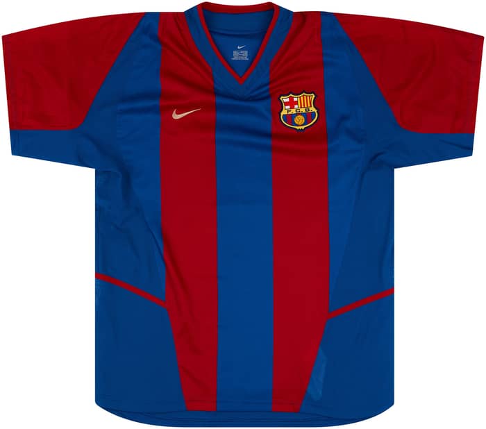 2002-03 Barcelona Player Issue Signed Home Shirt Puyol #5 - 8/10 - (L)