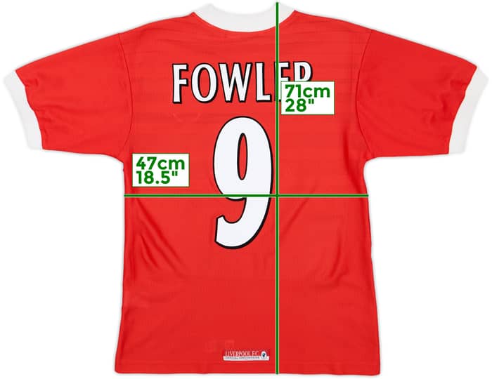 1998-00 Liverpool Home Shirt Fowler #9 - 8/10 - (Y)