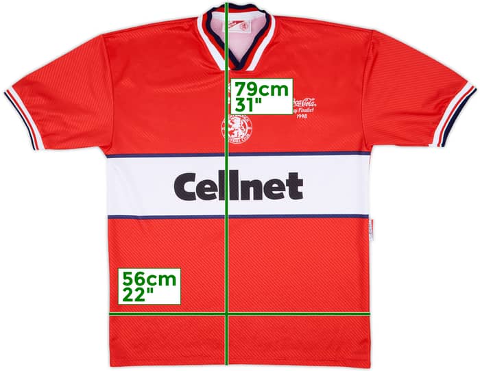 1997-98 Middlesbrough Coco-Cola Cup Finalist 1998 Home Shirt - 9/10 - (XL)