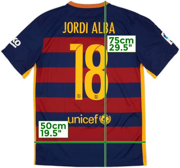 2015-16 Barcelona Home Shirt Jordi Alba #18 - 10/10 - (M)
