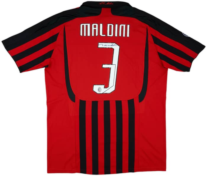 2007-08 AC Milan Signed Home Shirt Maldini #3 - 8/10 - (XL)