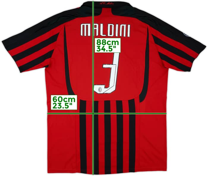 2007-08 AC Milan Signed Home Shirt Maldini #3 - 8/10 - (XL)