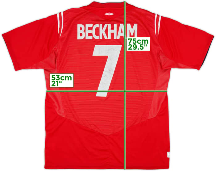 2004-06 England Away Shirt Beckham #7 - 6/10 - (L)