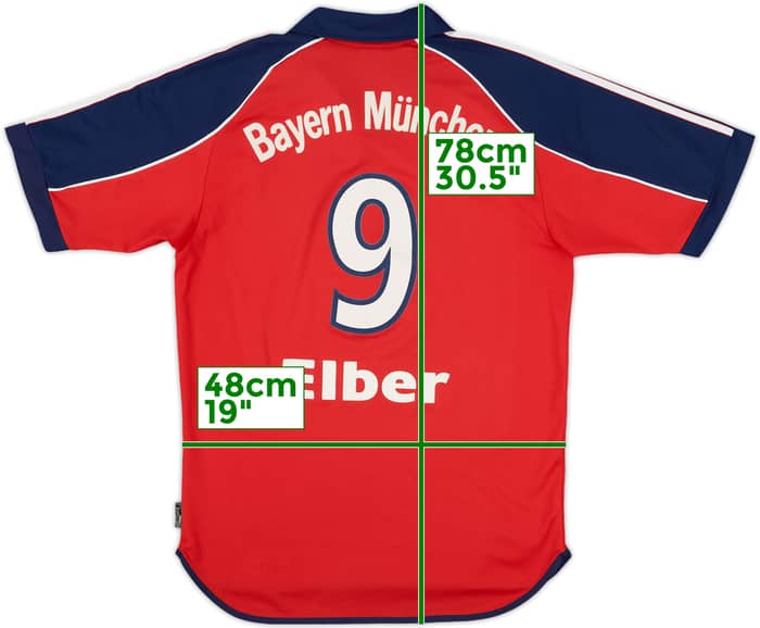 1999-01 Bayern Munich Home Shirt Elber #9 - 6/10 - (S)
