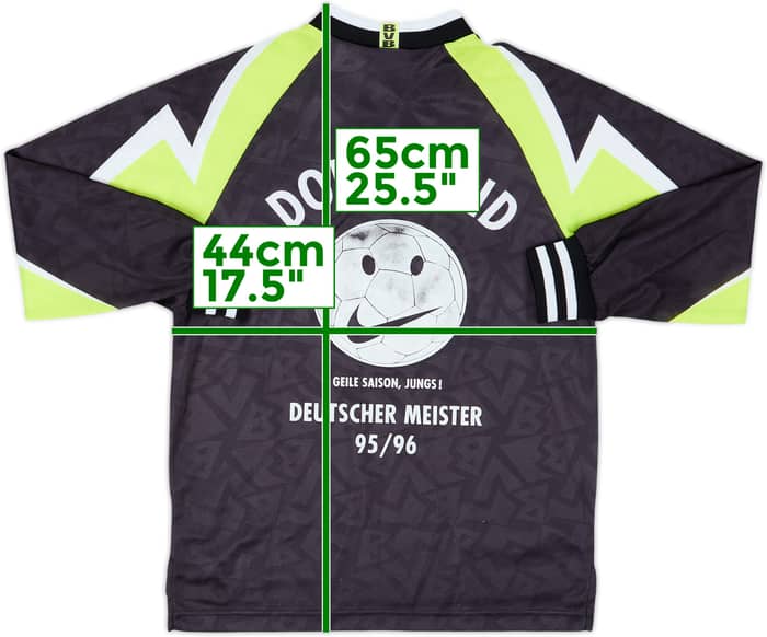 1995-96 Borussia Dortmund Deutscher Meister Away L/S Shirt - 7/10 - (M.Boys)
