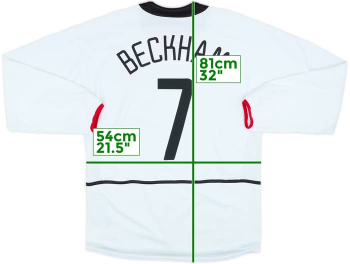 2002-03 Manchester United Away L/S Shirt Beckham #7 - 8/10 - (L)