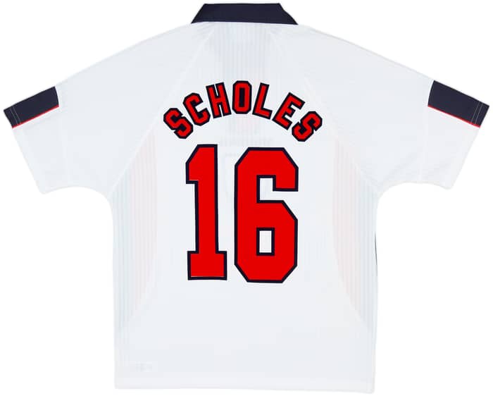 1997-99 England Home Shirt Scholes #16 - 9/10 - (M)