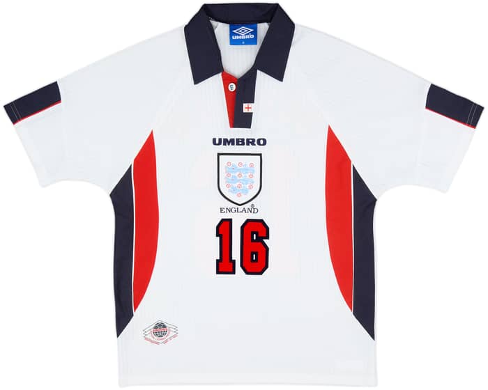 1997-99 England Home Shirt Scholes #16 - 9/10 - (M)