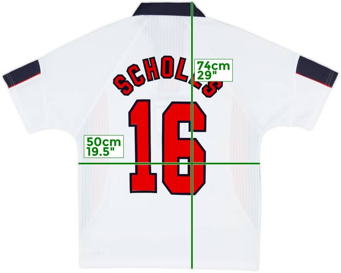 1997-99 England Home Shirt Scholes #16 - 9/10 - (M)