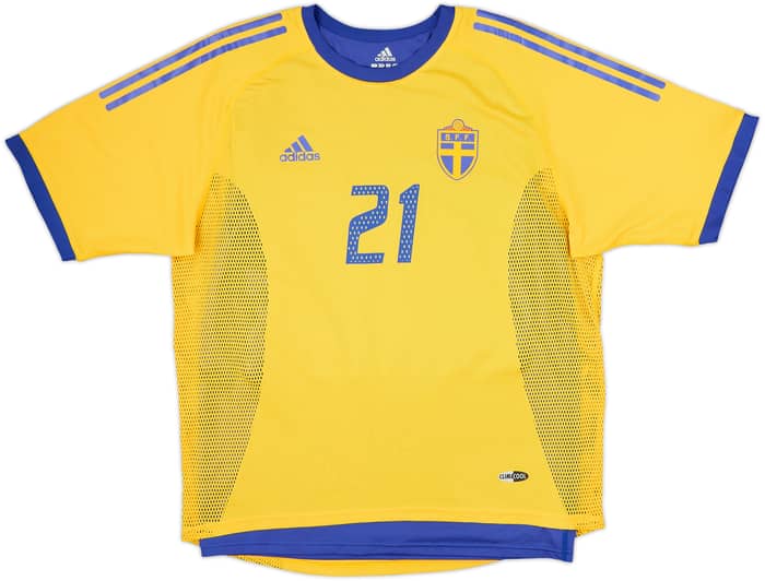 2002-03 Sweden Player Issue Home Shirt Ibrahimovic #21 - 10/10 - (L)
